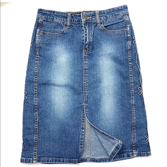 Bubble Gum Jean Skirt Girls Size 5/6 Solid Blue - Picture 3 of 5